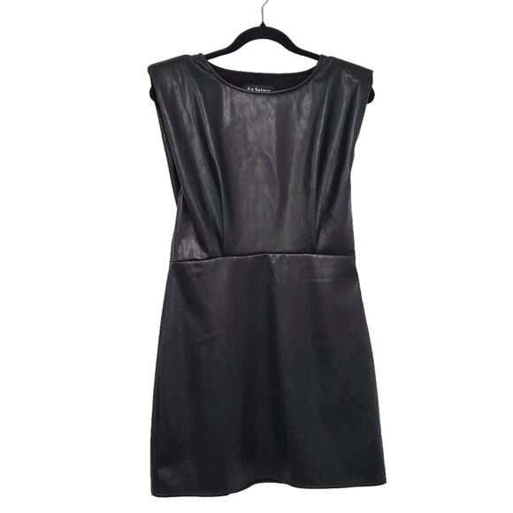 En Saison Lana Vegan Leather Mini Dress Medium Black Witch Goth Event Party - Picture 1 of 11